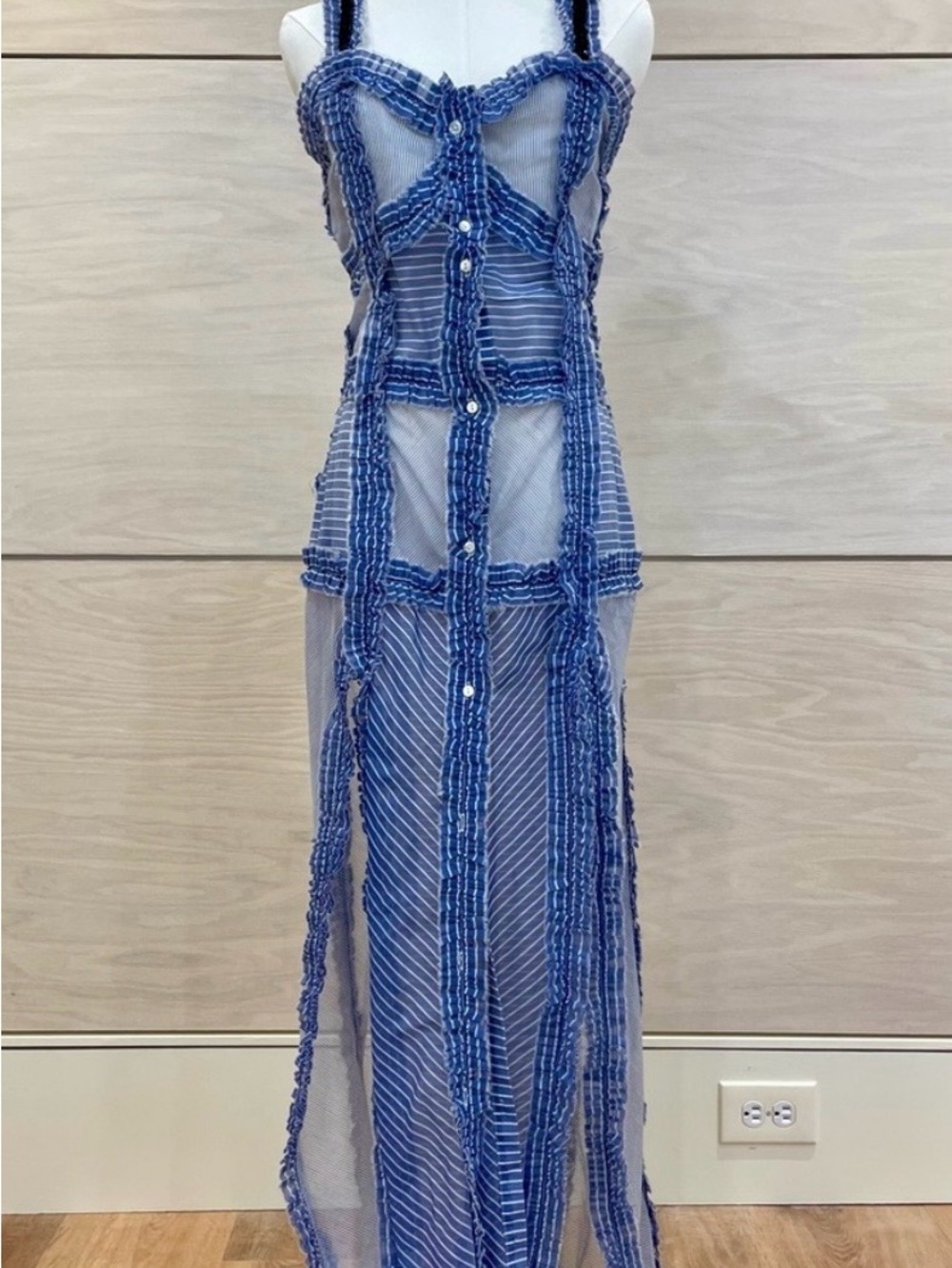 The Attico Margherita Cotton and Silk Stripe Long Dress size 1 MSRP $1365 - Picture 8 of 11